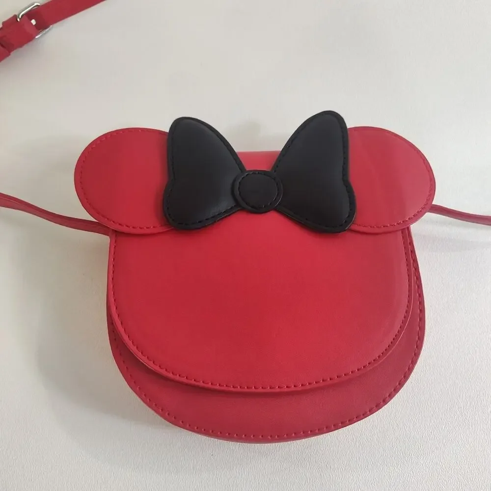 Disney Parks Minnie Mouse Red Bow Black‎ Adjustable Strap Handbag